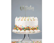 Load image into Gallery viewer, Silver acrylic &#39;Oh Baby&#39; Cake topper
