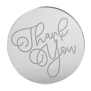 Thank You round mirror silver topper