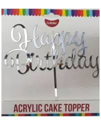 Silver 'Happy Birthday' Cake Topper